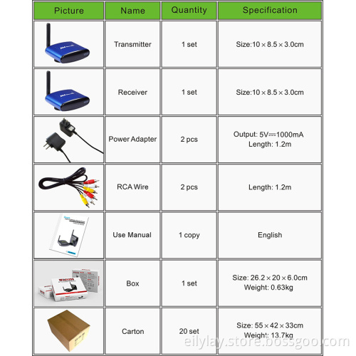 PAT-630 5.8GHz Wireless AV Sender TV Audio Video Transmitter